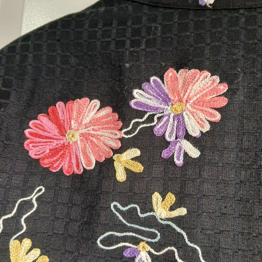 Vintage Indigo Moon Embroidered Floral Nehru Jacket with Glass Beads Size Small - Picture 9 of 12